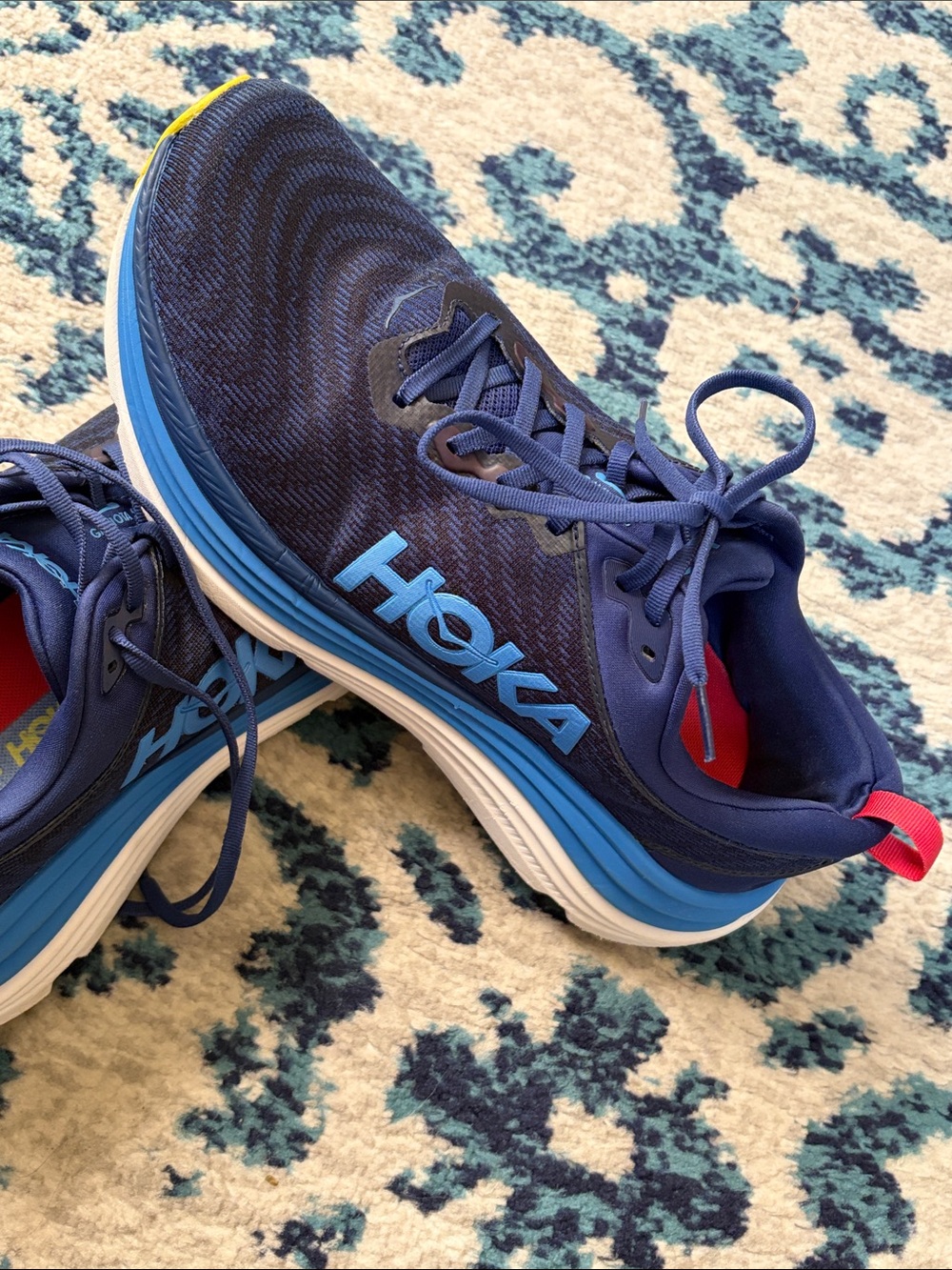 Hoka Gaviota 5 Navy with Bright Blue Accent Running Shoes - Picture 6 of 10